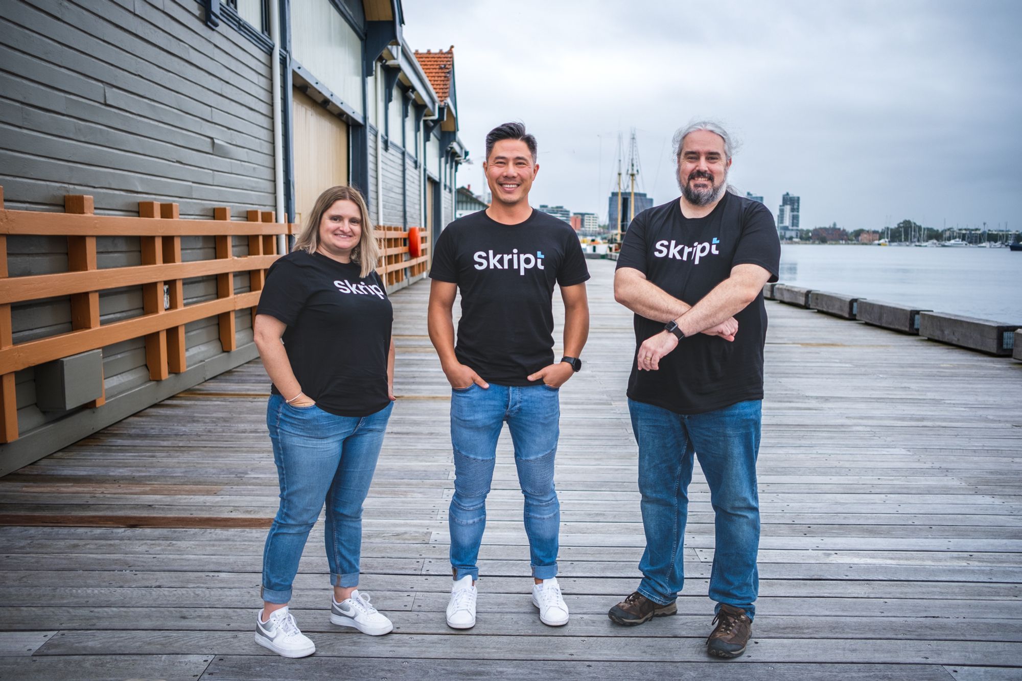 Skript’s founders: Sarah Wallis (CIO), Eric Tsang (CEO), and Mark Wallis (CTO)
